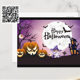 Gelukkige Halloween Corgi Witch Briefkaart