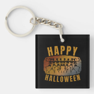 GELUKKIGE HALLOWEEN DANSEDER SKELET SLEUTELHANGER