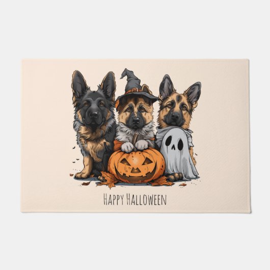 Gelukkige Halloween Duitse Herder Honden Deurmat (Voorkant)