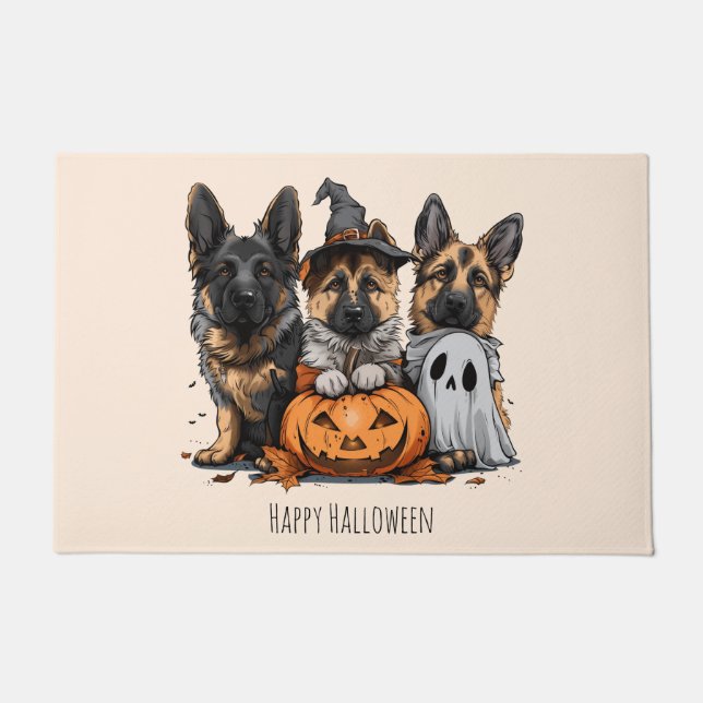 Gelukkige Halloween Duitse Herder Honden Deurmat (Voorkant)