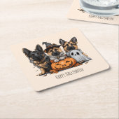 Gelukkige Halloween Duitse Herder Honden Kartonnen Onderzetters (Schuin)