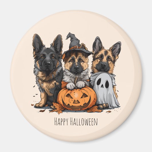 Gelukkige Halloween Duitse Herder Honden Magneet (Voorkant)