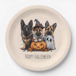 Gelukkige Halloween Duitse Herder Honden Papieren Bordje