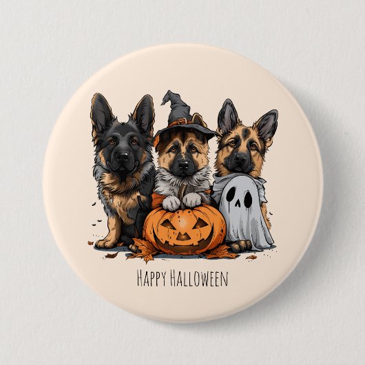 Gelukkige Halloween Duitse Herder Honden Ronde Button 7,6 Cm (Voorkant)