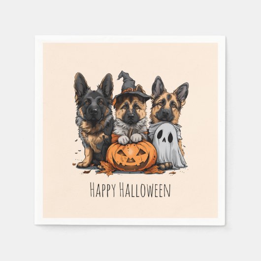 Gelukkige Halloween Duitse Herder Honden Servet (Voorkant)