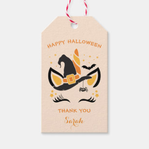 Gelukkige Halloween eenhoorn heks Cadeaulabel