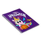 Gelukkige Halloween eenhoorn met pompoen wit Notitieboek (Rechterzijde)