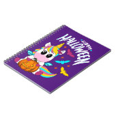 Gelukkige Halloween eenhoorn met pompoen wit Notitieboek (Linkerzijde)