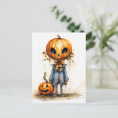 Gelukkige Halloween Eerie pompoen vriend Briefkaart (Staand voorkant)