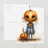 Gelukkige Halloween Eerie pompoen vriend Briefkaart (Voorkant / Achterkant)