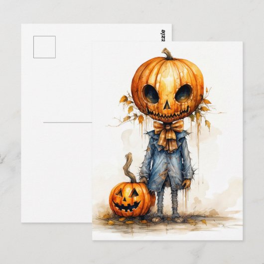 Gelukkige Halloween Eerie pompoen vriend Briefkaart (Voorkant / Achterkant)
