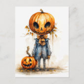 Gelukkige Halloween Eerie pompoen vriend Briefkaart (Voorkant)