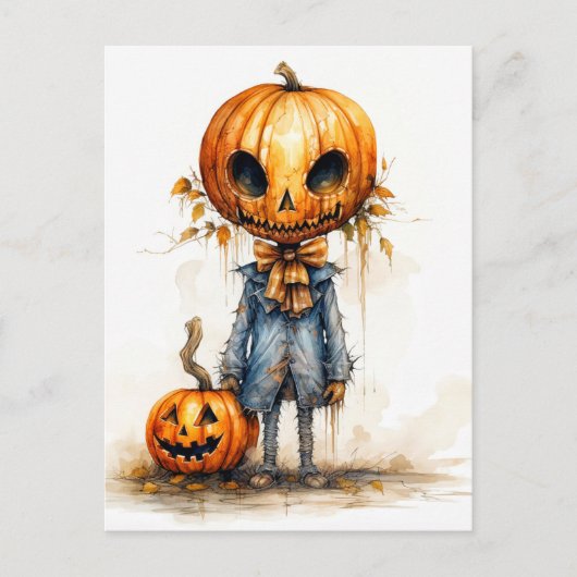 Gelukkige Halloween Eerie pompoen vriend Briefkaart (Voorkant)