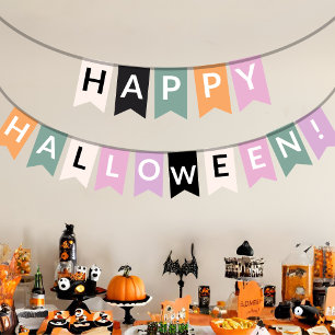 Gelukkige Halloween Elegante Pastel en Zwarte Kleu Vlaggetjes