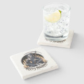 Gelukkige Halloween en een skelet Stenen Onderzetter (Zijkant)