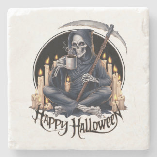 Gelukkige Halloween en een skelet Stenen Onderzetter