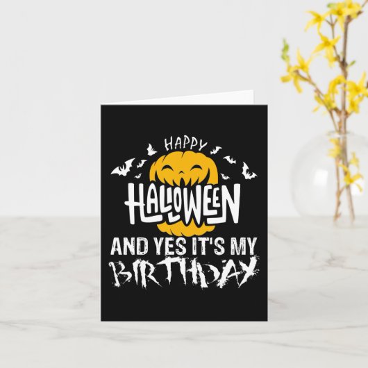 Gelukkige Halloween en ja het is mijn verjaardag - Kaart (Gele Bloem)