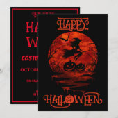 GELUKKIGE HALLOWEEN ENGE HEKS OP BEZEM KAART (Voorkant / Achterkant)