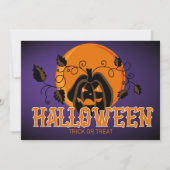 Gelukkige Halloween enge pompoen en maan Kaart (Voorkant)
