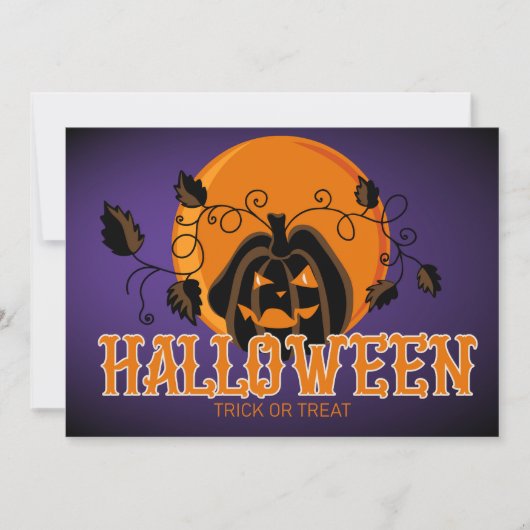 Gelukkige Halloween enge pompoen en maan Kaart (Voorkant)