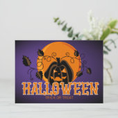 Gelukkige Halloween enge pompoen en maan Kaart (Staand voorkant)