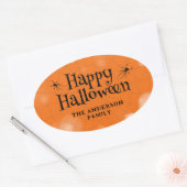 Gelukkige Halloween familienaam Spinnen Ovale Sticker (Envelop)