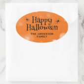 Gelukkige Halloween familienaam Spinnen Ovale Sticker (Tas)