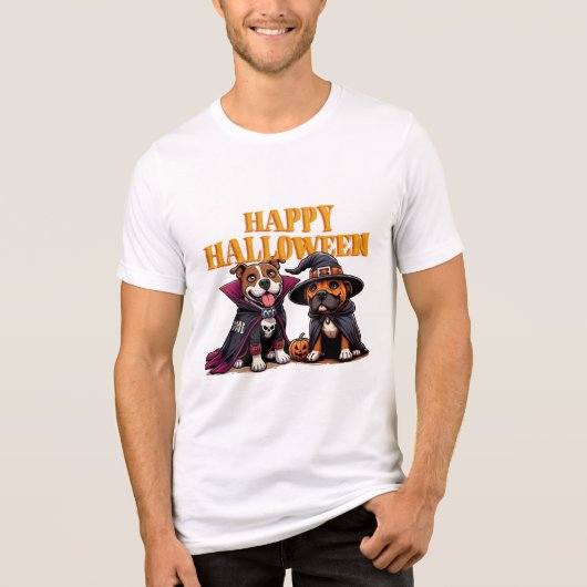 Gelukkige Halloween feesthond Tri-Blend Shirt (Voorkant)