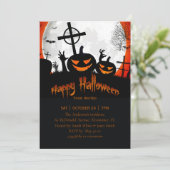 gelukkige Halloween-feestuitnodiging Aankondiging (Staand voorkant)