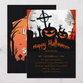 gelukkige Halloween-feestuitnodiging Aankondiging (Voorkant / Achterkant)