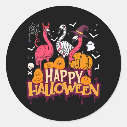 Gelukkige Halloween Flamingo Heks voor mama Ronde Sticker (Voorkant)
