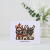 Gelukkige Halloween Franse Bulldogs Briefkaart (Staand voorkant)
