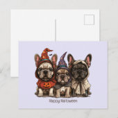 Gelukkige Halloween Franse Bulldogs Briefkaart (Voorkant / Achterkant)
