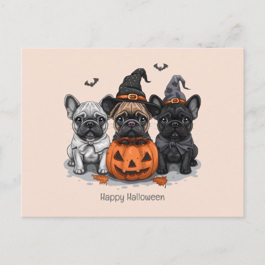 Gelukkige Halloween Franse Bulldogs Briefkaart (Voorkant)
