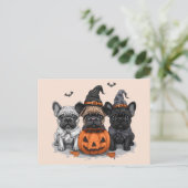 Gelukkige Halloween Franse Bulldogs Briefkaart (Staand voorkant)