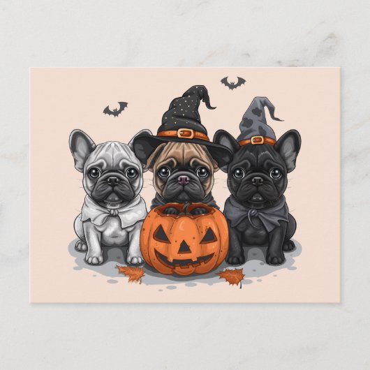 Gelukkige Halloween Franse Bulldogs Briefkaart (Voorkant)