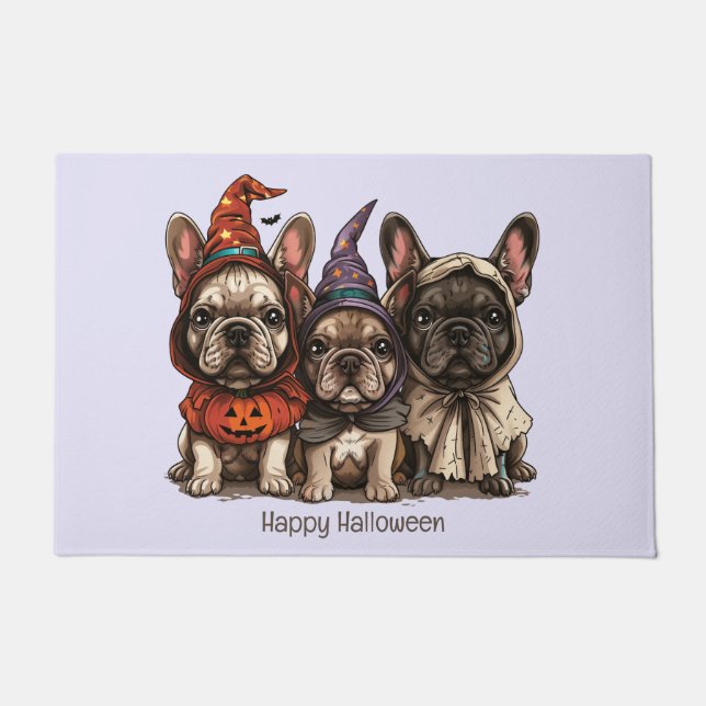 Gelukkige Halloween Franse Bulldogs Deurmat (Voorkant)