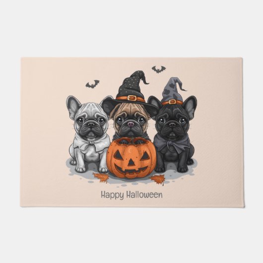 Gelukkige Halloween Franse Bulldogs Deurmat (Voorkant)