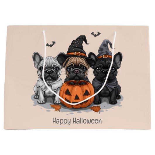 Gelukkige Halloween Franse Bulldogs Groot Cadeauzakje (Voorkant)
