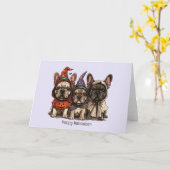Gelukkige Halloween Franse Bulldogs Kaart (Gele Bloem)