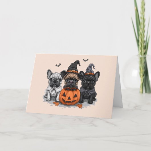 Gelukkige Halloween Franse Bulldogs Kaart (Voorkant)