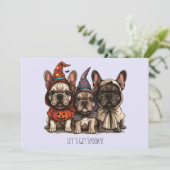 Gelukkige Halloween Franse Bulldogs Kaart (Staand voorkant)