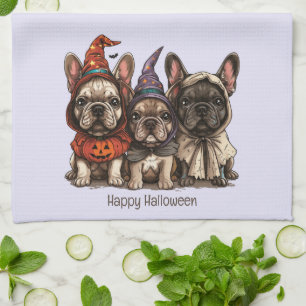 Gelukkige Halloween Franse Bulldogs Theedoek