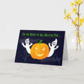 Gelukkige Halloween geesten en pompoen verjaardags Kaart (Gele Bloem)