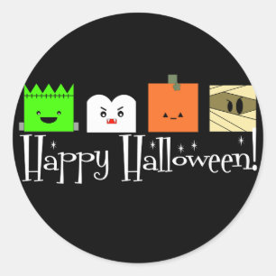 Gelukkige Halloween gezichten Ronde Sticker
