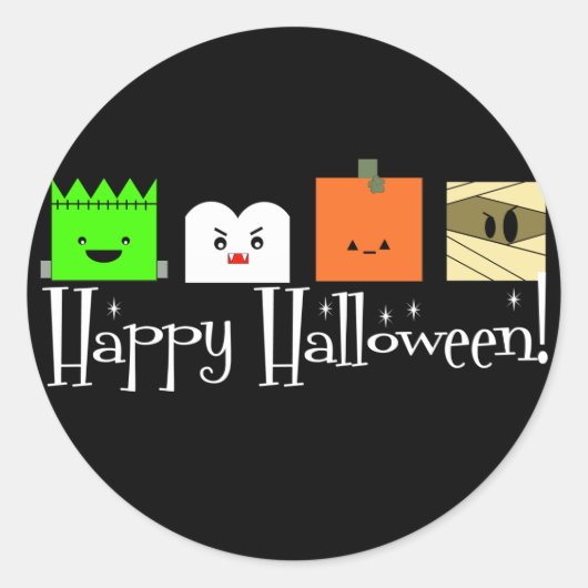 Gelukkige Halloween gezichten Ronde Sticker (Voorkant)