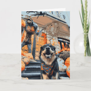 Gelukkige Halloween Ghost Rottweiler Hond Kaart