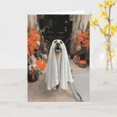 Gelukkige Halloween Ghost Rottweiler Hond Kaart (Gele Bloem)