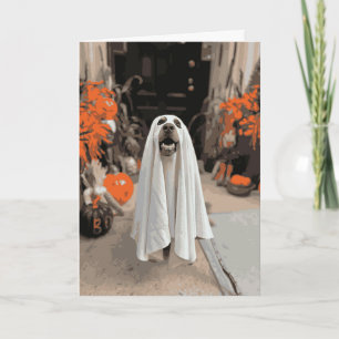 Gelukkige Halloween Ghost Rottweiler Hond Kaart