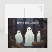 Gelukkige Halloween Ghosts in een bos Briefkaart (Voorkant / Achterkant)